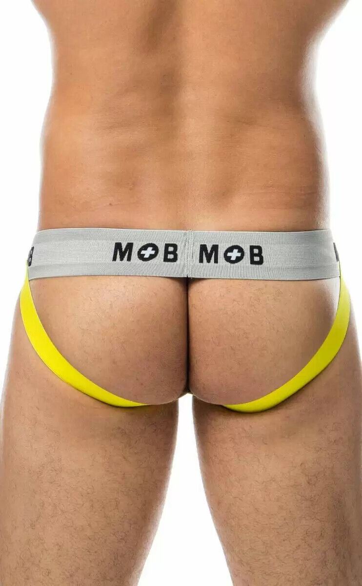 Malebasics Classic Stripe Jockstrap MOB Premium Lycra Jock Yellow MBL108 - SexyMenUnderwear.com