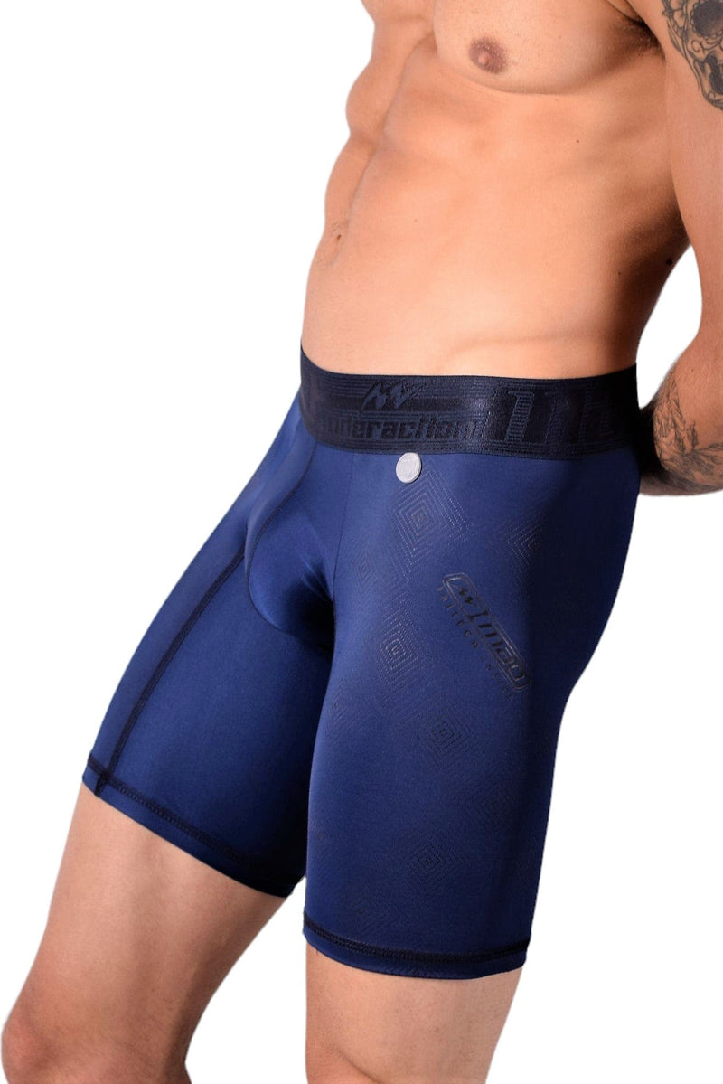 MAO Sport Boxer Shorts New Gel Print Design Quick-Dry Long Boxer Navy Azul 7061 12 - SexyMenUnderwear.com