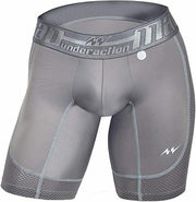 Mao Sports Boxer Compression Shorts Mid-Cut MicroFibre Sportwear Gray 7021 3 - SexyMenUnderwear.com