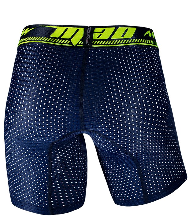 MAO Sports Boxer Soft & Stretchy Perforated Microfiber Neon Navy Blue 7034 6 - SexyMenUnderwear.com