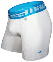 MAO Sports Boxer Soft Stretchy Perforated Microfiber Neon White Blue & Band 7034 6 - SexyMenUnderwear.com