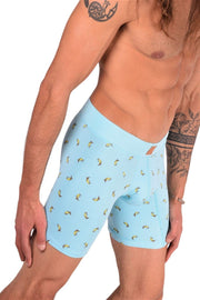 MAO Sports Casual Cotton Boxer Banana Print Soft & Stretchy Fabric Baby Blue - SexyMenUnderwear.com
