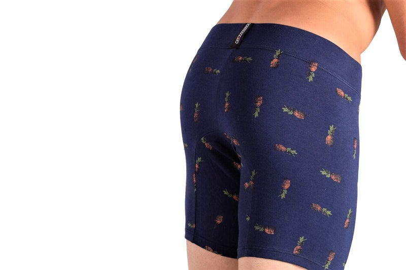 MAO Sports Casual Cotton Boxer Pineapple Print Super Soft Stretchy Fabric Navy - SexyMenUnderwear.com