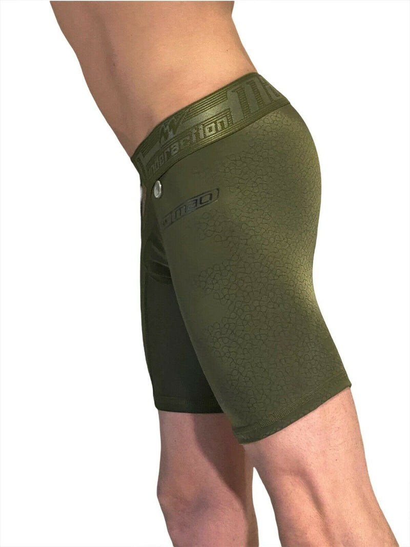 MAO USA Boxer Sport Compression Shorts Mid-Cut Microfibre Army Green 7062 10 - SexyMenUnderwear.com