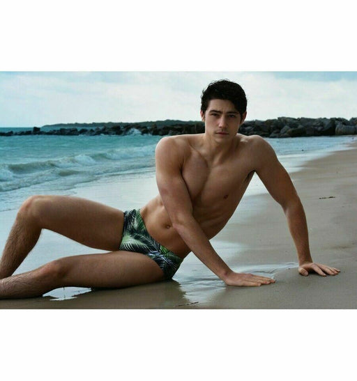 Marcuse Havana Swim-Trunk Tropics Swimsuit Italian Fabric Green 8517 3 - SexyMenUnderwear.com