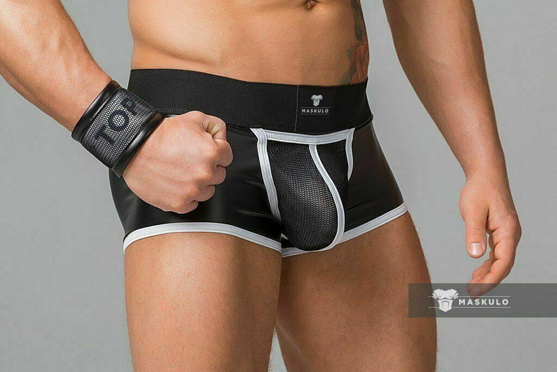 MASKULO Boxer Trunks Youngero Mesh Codpiece Regular Rear White TR051-80 20 - SexyMenUnderwear.com