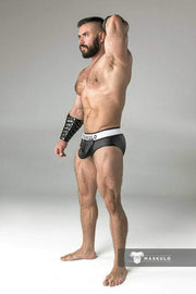 MASKULO Briefs Armored Zippered Detachable Brief Rubber Look BR12-90 3 - SexyMenUnderwear.com