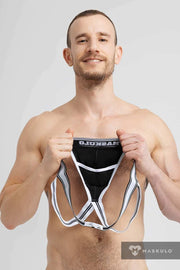 MASKULO College Cotton Jockstraps Two Pockets Codpiece Black Jock JS161-90 28 - SexyMenUnderwear.com