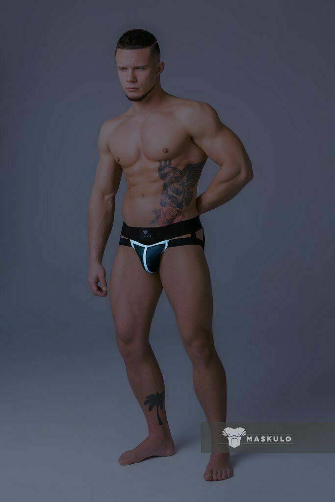 MASKULO Jock 2 Layer 3D Mesh Jockstraps Neon-White JS050-80 12 - SexyMenUnderwear.com