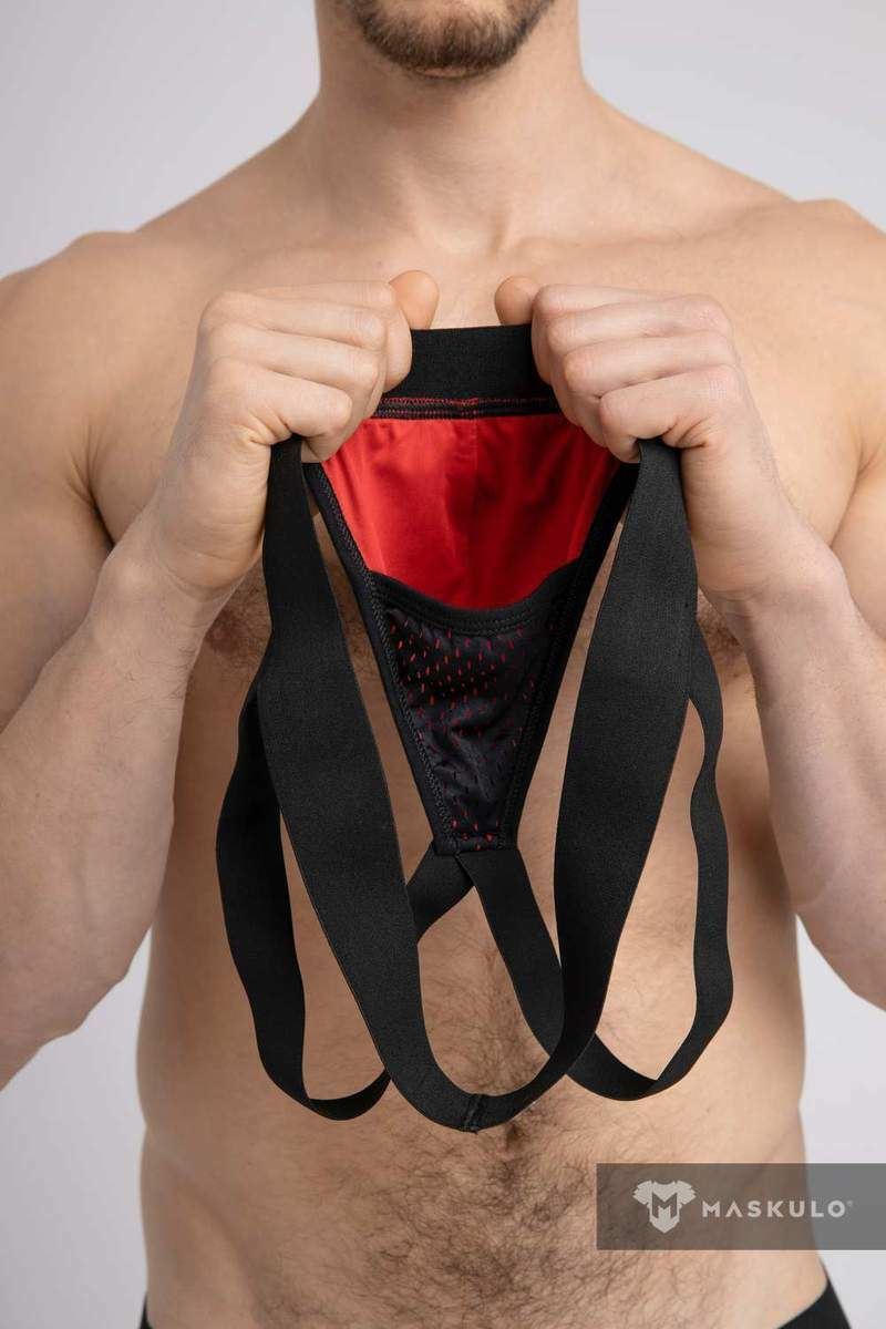 MASKULO Jock Two-Layerd Mesh Jockstrap Soft Microfiber Red JS075-10 26 - SexyMenUnderwear.com