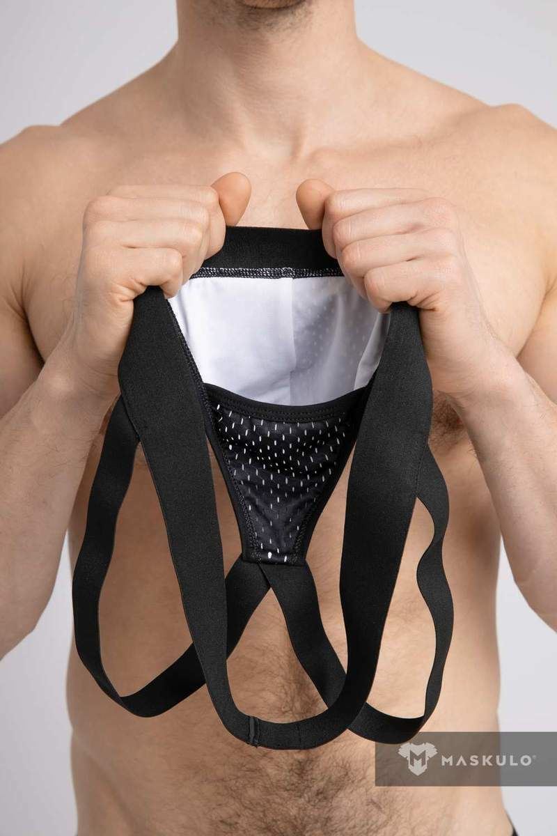 MASKULO Jockstrap Two-Layerd Mesh Jock Soft Microfiber White JS075-80 26 - SexyMenUnderwear.com