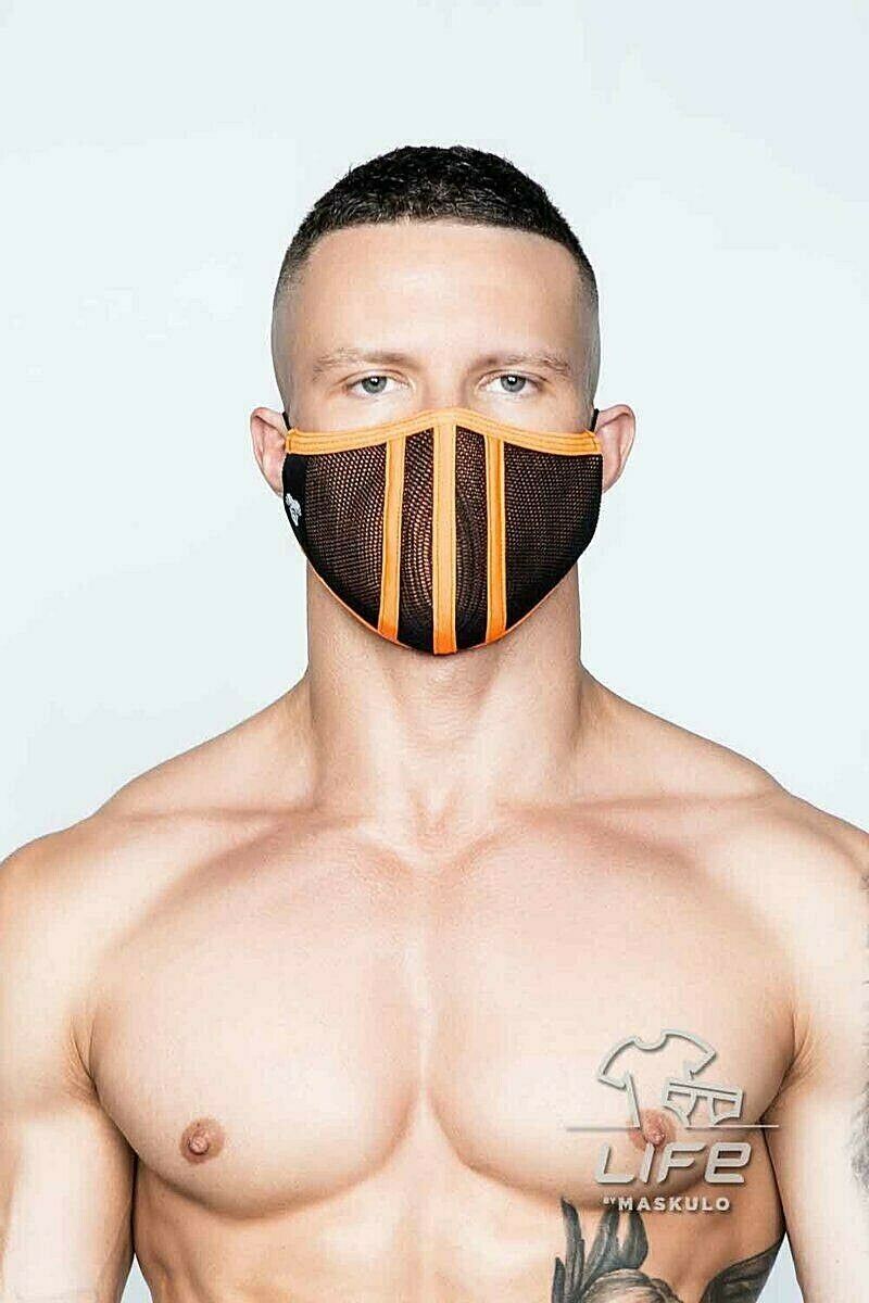 MASKULO Life Masks 3D-Mesh Upper Layer Stretchy Band Orange Neon AC042-16 33 - SexyMenUnderwear.com