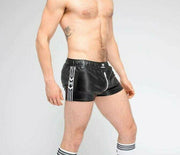 MASKULO Short Leatherette Jogging Shorts SKULLA Black Runner Shorts SH072-80 6 - SexyMenUnderwear.com