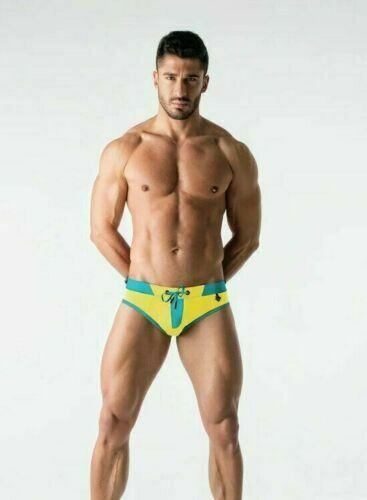 MASKULO Swim-Brief BeGuard Adjustable Swimwear SHARK Glow Yellow SW0806-31 32 - SexyMenUnderwear.com