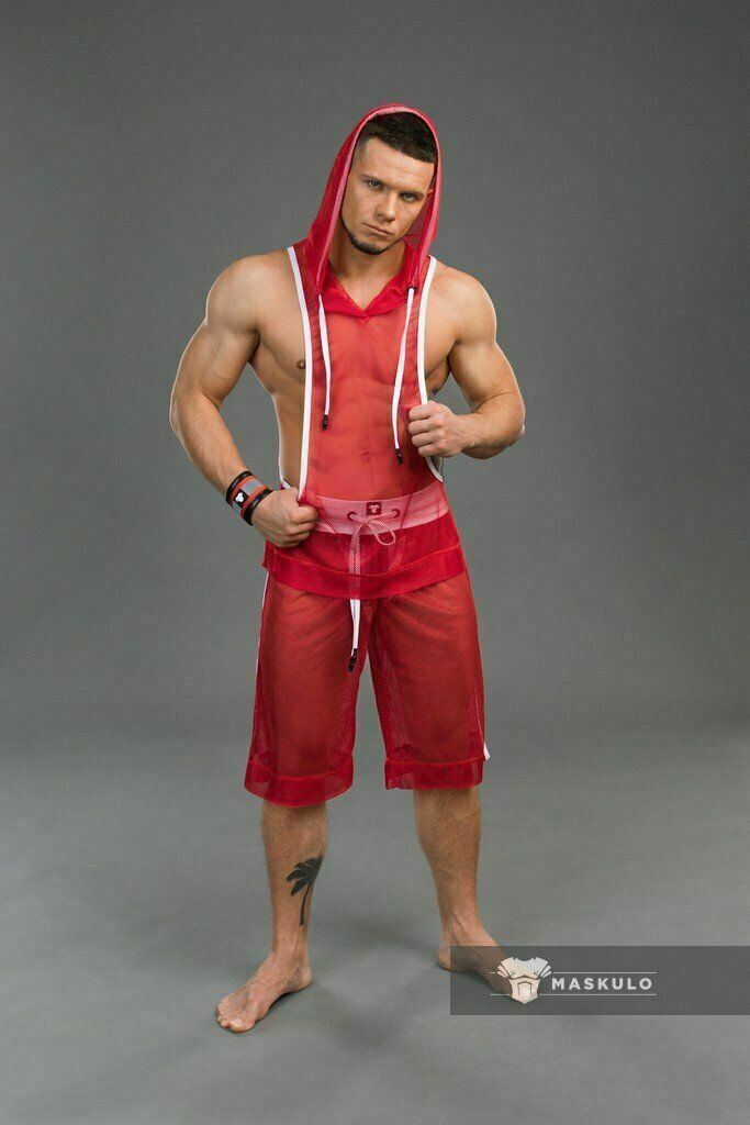 MASKULO Tanktop Youngero Fetish Tank Full Mesh Red TP38 20 - SexyMenUnderwear.com