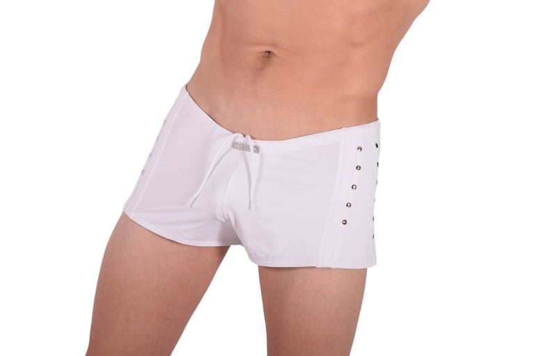 Medium Gregg Homme LURE Swim Boxer Leather-Look White 131105 139 - SexyMenUnderwear.com