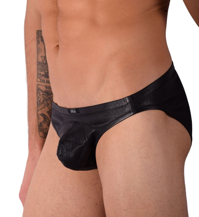 Medium Gregg Homme Stretch Italian Leather Briefs Black 262103 91 - SexyMenUnderwear.com