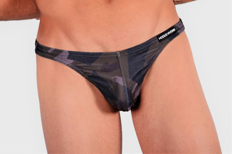 MEDIUM Modus Vivendi Swimwear Camo Low Cut Swim-Brief Khaki S1711 17 - SexyMenUnderwear.com