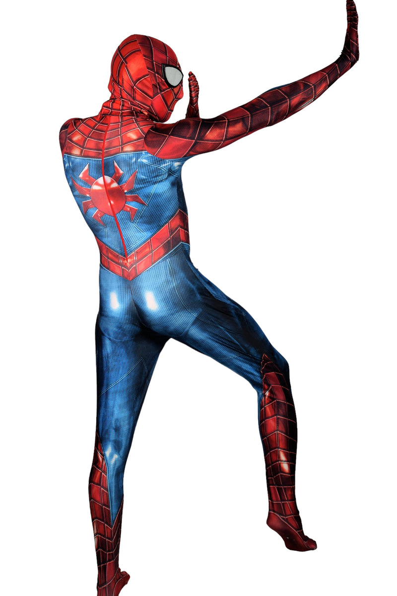 Men Spiderman Blue Jumpsuit Delux Cosplay Costume 3102  1
