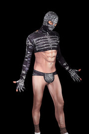 Men Stretchy Body Suit Hood and Touchscreen friendly gloves S/M 3106 2