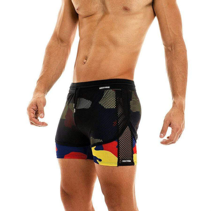 Modus Vivendi 2020 Short Camouflage Shorts C-Throug Mesh Black 02061 12 - SexyMenUnderwear.com