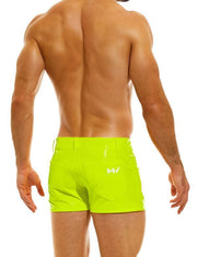 Modus Vivendi 5-Pocket Short Viral Vinyl Glossy Shiny Neon Yellow 08062 33 - SexyMenUnderwear.com