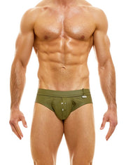 Modus Vivendi Bottomless Briefs Leather Legacy Open Back Brief Khaki 11113 56 - SexyMenUnderwear.com