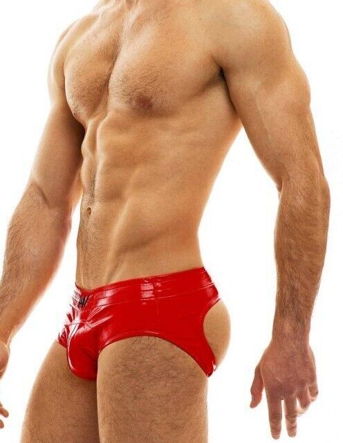 MODUS VIVENDI Bottomless Viral Vinyl Combo Jockstrap Red 08014 - SexyMenUnderwear.com
