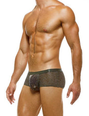 Modus Vivendi Boxer Knight Combo Shiny Snake Print Metallic Yarns Khaki 05221 41 - SexyMenUnderwear.com