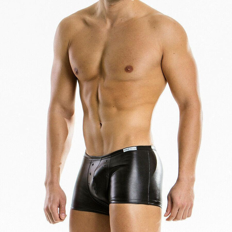 Modus Vivendi Boxer Leather-Look Fetish UnderGear Press Studs Black 20522 15 - SexyMenUnderwear.com