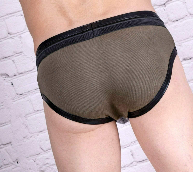 Modus Vivendi Brief Military Leather-Look Briefs Army Khaki 08511 24 - SexyMenUnderwear.com
