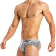 Modus Vivendi Brief X-Lux Bottomless Velvet jock BackLess Grey 19812 47 - SexyMenUnderwear.com