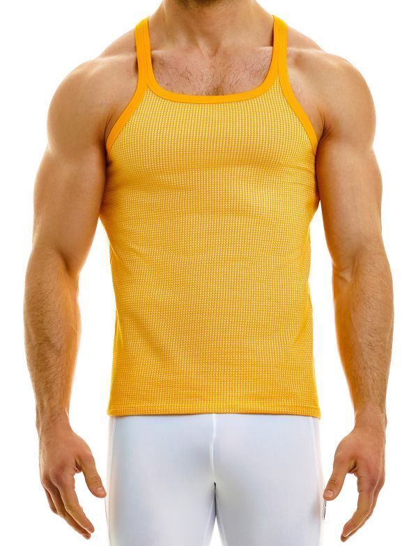 Modus Vivendi Country Tanktop Soft Petit Carreau Jacquard Yellow Tank 02231 69 - SexyMenUnderwear.com