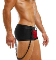 Modus Vivendi Dark Swim-Trunk Boxer Side Studs Removable Chain Wine GS2221 27 - SexyMenUnderwear.com