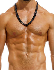 Modus Vivendi Dark Swim-Trunk Boxer Side Studs Removable Chain Wine GS2221 27 - SexyMenUnderwear.com