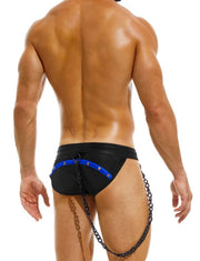 Modus Vivendi Dark Tanga Swim-Briefs Removable Side Chain Cobalt Blue GS2211 27 - SexyMenUnderwear.com