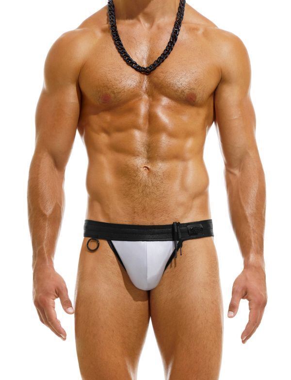 Modus Vivendi Dark Tanga Swim-Briefs Removable Side Chain Silver Gray GS2211 67 - SexyMenUnderwear.com