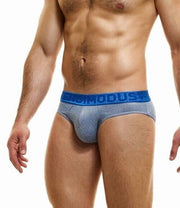 Modus Vivendi Exclusive Brief Lurex & Spandex Yarns Steel Blue Briefs 24224 - SexyMenUnderwear.com