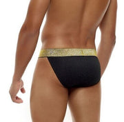Modus Vivendi Exclusive Tanga Brief Gold Lurex Yarns Waisband Black 24213 - SexyMenUnderwear.com