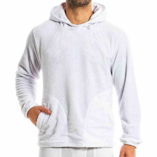Modus Vivendi Faux Fur Tiger Hoodies Sweat Shirt Ultra-Soft White 15851 - SexyMenUnderwear.com