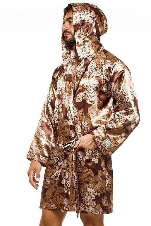 Modus Vivendi Floral Lace Robe Abstract Satin-Look Luxerious Loungewear AA2251 - SexyMenUnderwear.com