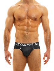 Modus Vivendi Jeans Jockstrap Denim Deco-Press Studs Charcoal Jock 05011 37 - SexyMenUnderwear.com