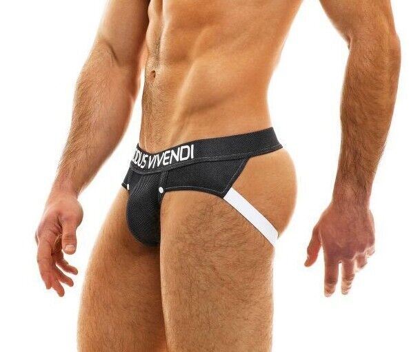 Modus Vivendi Jeans Jockstrap Denim Deco-Press Studs Charcoal Jock 05011 37 - SexyMenUnderwear.com