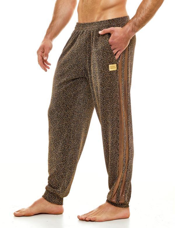 MODUS VIVENDI King Cheetah Pants Gray Jacquard Metallic Legging Rose Gold 13161 - SexyMenUnderwear.com