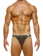 Modus Vivendi Knight Iris Low-Cut Brief Combo Snake & Lurex Yarns Khaki 05212 41 - SexyMenUnderwear.com
