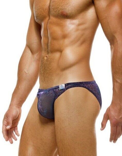Modus Vivendi Knight Iris Low-Cut Brief Shinny Iridescent Snake Print Blue 05212 - SexyMenUnderwear.com