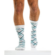 Modus Vivendi Mid Cut Socks Check Line Cotton Sock Grey XS2014 62 - SexyMenUnderwear.com