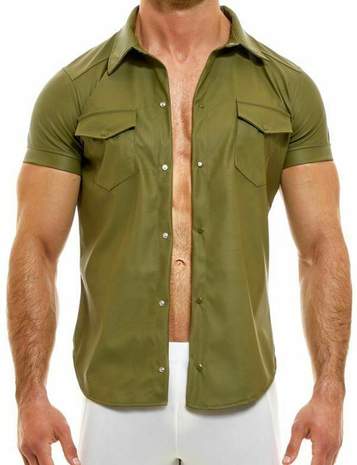 Modus Vivendi Muscle Shirt Faux Leather Legacy Line Filam Pelle Khaki 11141 56 - SexyMenUnderwear.com