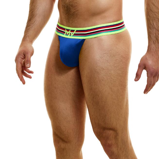 Modus Vivendi Peace Thong Low-Rise Eco Ribbed Cotton Thongs Blue 04015 74 - SexyMenUnderwear.com