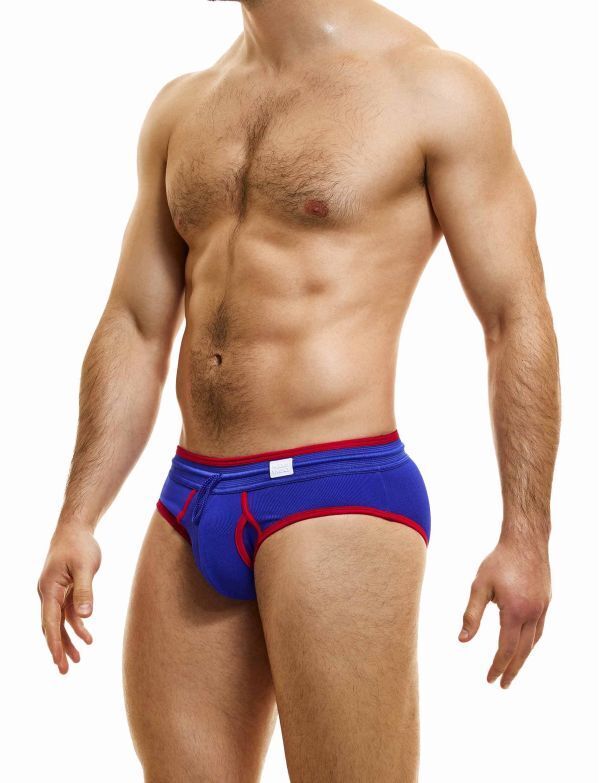 Modus Vivendi Retro Fly V-Front Briefs with Internal Drawstring Blue 14318 - SexyMenUnderwear.com